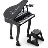 Promotions Vaikiškas pianino klaviatūros komplektas su kėdute ir mikrofonu, 37 klavišai, juodas