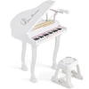 Promotions Vaikiškas pianino klaviatūros rinkinys su kėdute ir mikrofonu, 37 klavišai, baltas