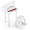 Promotions Vaikiškas pianino klaviatūros komplektas su kėdute ir mikrofonu, 35.6x30.5x54.6 cm, baltas