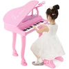 Promotions Vaikiškas pianino klaviatūros rinkinys su kėdute ir mikrofonu, 37 klavišai, rožinė