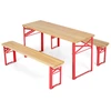 Promotions Vaikiškas pikniko stalas ir suoliukų komplektas 110x40x53 cm Raudonas sulankstomas medinis