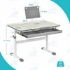 Promotions Vaikiškas rašomasis stalas, reguliuojamas ergonomiškas stalas su pakreipiamu stalviršiu ir stalčiumi, 51x73 cm, pilkas