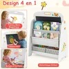 Promotions Vaikų stalas ir kėdžių rinkinys, 4-in-1 meno molbertas su magnetine balta lenta ir juodąja lenta, pilka