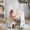 Promotions Vaikiškas stalas ir kėdžių komplektas 4-in-1 dailės molbertas ir knygų lentyna, 60x40x80 cm, balta geltona