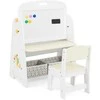 Promotions Vaikiškas stalas ir kėdžių komplektas 4-in-1 dailės molbertas ir knygų lentyna, 60x40x80 cm, balta geltona