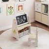 Promotions Vaikiškas stalas ir kėdžių komplektas 4-in-1 dailės molbertas ir knygų lentyna, 60x40x80 cm, balta geltona