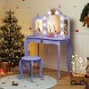 Promotions Vaikiškas tualetinis staliukas, 3 dalių sulankstomas veidrodis, reguliuojamas ryškumas, violetinis