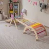 Promotions Vaikiškų laipiojimo žaislų rinkinys, sulankstomas medinis Montessori vidaus žaidimų kampelis, 66x53x58 cm, spalvingas