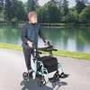 Promotions Riedėjimo vaikštynė, Sulankstoma riedėjimo vaikštynė su sėdyne ir ratukais, 102.9x63.5x85-96.5 cm, Tamsiai mėlyna