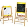 Promotions Vaikų molbertas, 3-in-1 medinis su dvigubomis lentomis ir laikymo dėklu, 52x45x79-104 cm, geltonas