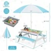 Promotions Vaikų pikniko stalas, 3-in-1 lauko vandens ir smėlio stalas, 92.7x86.4x49.5 cm, mėlynas