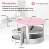 Promotions Vaikų stalas ir kėdžių komplektas, apvalus susidedantis stalas su 4 taburetėmis ir 4 stalčiais, rožinės ir baltos spalvos audinys