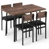 Promotions Valgomojo komplektas, 5 dalių industrinis stalas ir 4 dirbtinės odos kėdės, 110x70x75,5 cm, ruda ir juoda