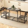 Promotions Valgomojo stalas su kėdėmis, 3 dalių, 90x47x76 cm, pilka, metalinis rėmas