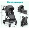 Promotions Vežimėlis, 3-in-1 sulankstomas su keičiamu sėdynės kryptimi, 59,5x74x112 cm, pilkas