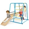 Promotions Vidaus džiunglių sporto aikštelė, 6-in-1 metalinis laipiojimo įrenginys su čiuožykla ir beždžionių strypais, 225x150x158 cm, daugiabriaunis