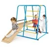 Promotions Vidaus džiunglių sporto aikštelė, 6-in-1 metalinis laipiojimo įrenginys su čiuožykla ir beždžionių strypais, 225x150x158 cm, daugiabriaunis