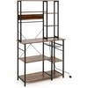 Promotions Virtuvinė lentyna, 6 pakopų pastatoma lentyna su elektros lizdu ir vieliniu krepšiu, 99x40x170 cm, ruda