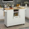Promotions Virtuvinis salos vežimėlis 130x74x90 cm Baltos kaučiukmedžio medienos