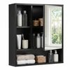 Promotions Vonios kambario sieninė spintelė 55x16x61 cm juoda reguliuojamos lentynos