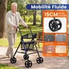 Promotions Walker sulankstomas, 4 ratukai, reguliuojamo aukščio, 59x64x75,5-93 cm, mėlynas, metalas