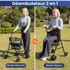 Promotions Walker sulankstomas, 4 ratukai, reguliuojamo aukščio, 59x64x75,5-93 cm, mėlynas, metalas