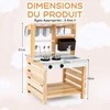 Promotions Medinė žaidimų virtuvė, 2-in-1 su viryklėmis, kriaukle, vandens baku, čiaupu ir maisto gaminimo įrankiais, natūrali