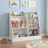 Promotions Žaislų organizavimo lentyna, 89x35.5x80 cm, balta, mediena ir audinys