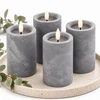 Relaxdays 4 LED žvakių rinkinys, betono imitacijos apdaila, mirganti liepsna, su laikmačiu, pilkas plastikas