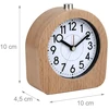 Relaxdays Analoginis žadintuvas iš buko medienos prie lovos, tylus mechanizmas, atidėjimo funkcija