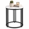 Relaxdays Apvalus šoninis staliukas su marmuro imitacija, metalinis rėmas, 3 kojos