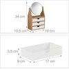 Relaxdays Grožio organizatorius su veidrodžiu, 34x19x10,5 cm, natūralios ir baltos spalvos