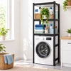 Relaxdays Juoda skalbimo mašinos lentyna, plienas ir MDF, iki 200 kg