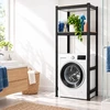 Relaxdays Juoda skalbimo mašinos lentyna, plienas ir MDF, iki 200 kg