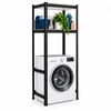 Relaxdays Juoda skalbimo mašinos lentyna, plienas ir MDF, iki 200 kg