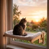 Relaxdays Kačių guolis 2 viename langui ir sienai, pušies rėmas, tvirtinimas siurbtukais