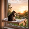 Relaxdays Kačių guolis 2 viename langui ir sienai, pušies rėmas, tvirtinimas siurbtukais