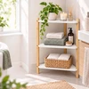 Relaxdays Kampinė lentyna iš bambuko ir MDF, trikampė, laisvai stovinti svetainei