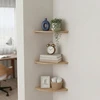 Relaxdays Kampinė sieninė lentyna, riešutmedžio