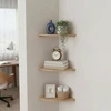 Relaxdays Kampinė sieninė lentyna, riešutmedis