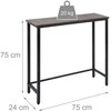 Relaxdays Konsolinis stalas, 75x75x24 cm, Rudas, Juodas