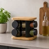 Relaxdays Kvadratinė prieskonių karuselė iš bambuko ir matinio juodo plieno