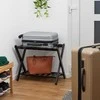 Kelioninis Relaxdays Juodas bambukinis lagaminų stovas su lentyna