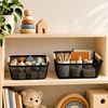 Relaxdays Laikymo krepšelių rinkinys, 6 vnt., 2 dydžiai, plastikas, medinės rankenos
