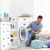 Relaxdays Baltas siauras vežimėlis su 4 lentynomis