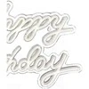 Relaxdays LED iškaba, Happy Bday, 28x40x1 cm, balta