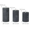 Relaxdays LED stulpelinių žvakių rinkinys, 12,5x7,5 cm, 14,5x7,5 cm, 16,5x7,5 cm, Pilka