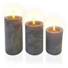 Relaxdays LED stulpelinių žvakių rinkinys, 12,5x7,5 cm, 14,5x7,5 cm, 16,5x7,5 cm, Pilka