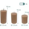 Relaxdays LED žvakių rinkinys, 13x7,5 cm, 15x7,5 cm, 18x7,5 cm