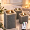 Relaxdays LED žvakių rinkinys, 3 vnt., betono imitacija, su nuotolinio valdymo pulteliu